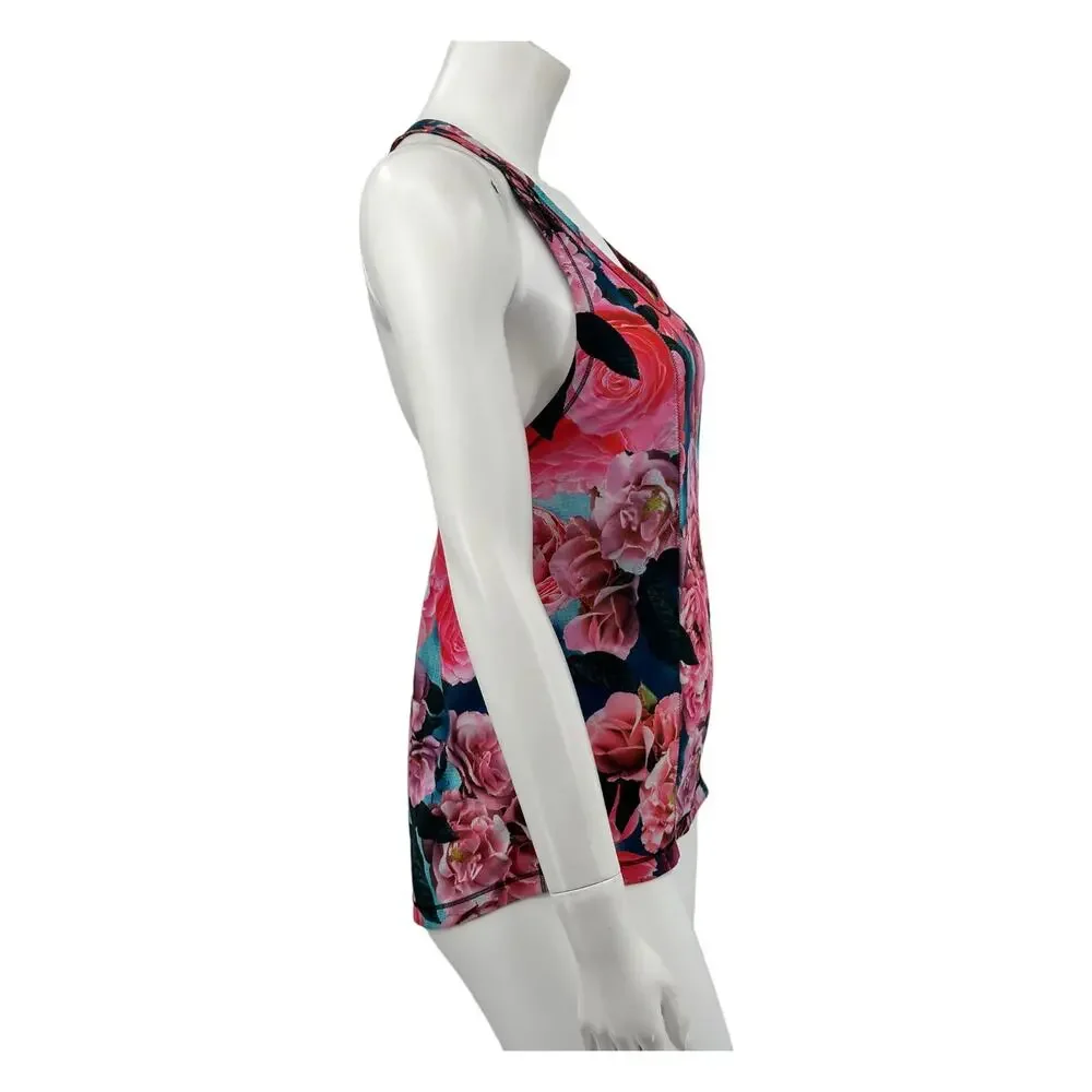 Lululemon Top Womens 4 Lightened Up Singlet Tank Secret Garden Gym Workout Bloom
